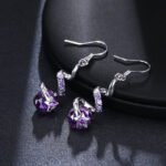 Purple Zircon Spiral Ear Hook Earrings - Image 2