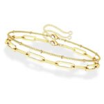 Dainty Gold Bracelets For Women, 14K Gold Filled Adjustable Layered Bracelet Cute Evil Eye Oval Chain Pearl Bar Turtle Gold Bracelets For Women Jewelry - Image 3