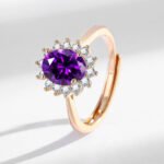 Light Luxury Sunflower Ring Champagne Gold With Colorful Gemstones High-Quality Hand Jewelry - Image 4