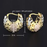 Hollow Rosette Earrings With Gold Contrast Hoops - Image 8