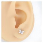 Butterfly Whisper 1 Pair Of Women's Earrings, Butterfly Shaped Earrings, Stainless Steel Zircon Earrings With Flowers, Crystal Clusters Blooming - Image 7