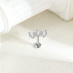 1pair Of Women's Earrings With Floral Stainless Steel Zircon Earrings Crystal Cluster Bloom - Image 2