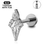 1 Pair Of Women's Earrings, Geometric Glow Earrings, Stainless Steel Zircon Earrings With Flowers, Crystal Clusters Blooming - Image 5